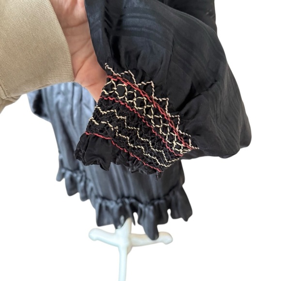 Ulla Johnson - NWT Silk Odette Midnight Smocked Long Sleeve Mini Dress Sz 2 - Picture 8 of 14